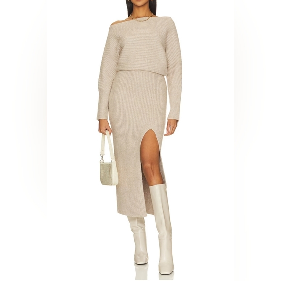 Banana Republic Dresses & Skirts - NWT BANANA REPUBLIC Colleta Soft Wool Yak Hair Midi Sweater Dress XL Side Slit